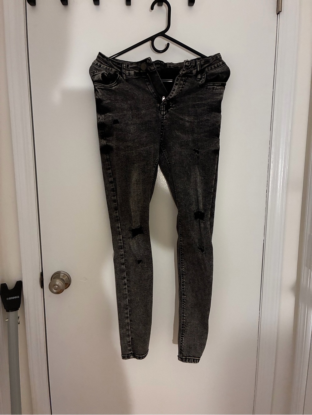 Amazon Women's Washed Black Skinny Jeans with Distressed Detail